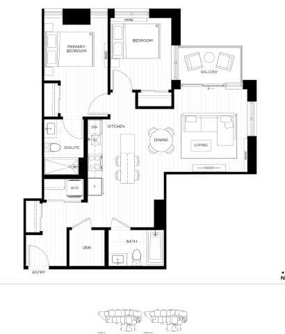 A black and white floor plan of a house with labeled rooms.