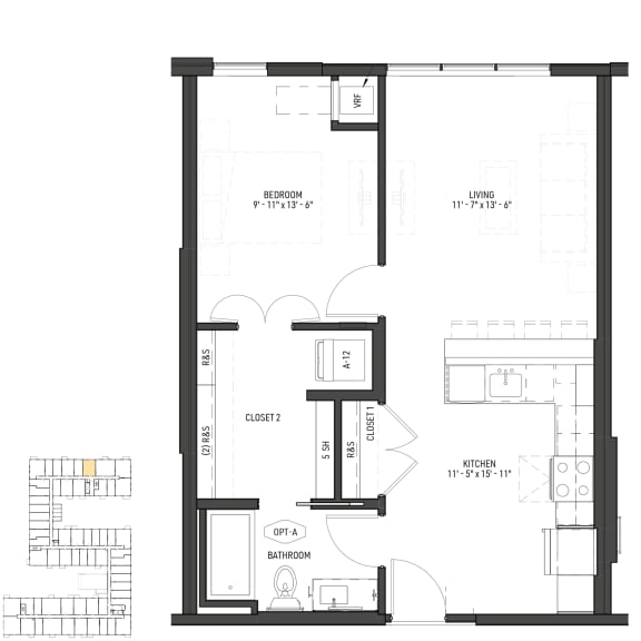 a floor plan of a house with a loft and a patio