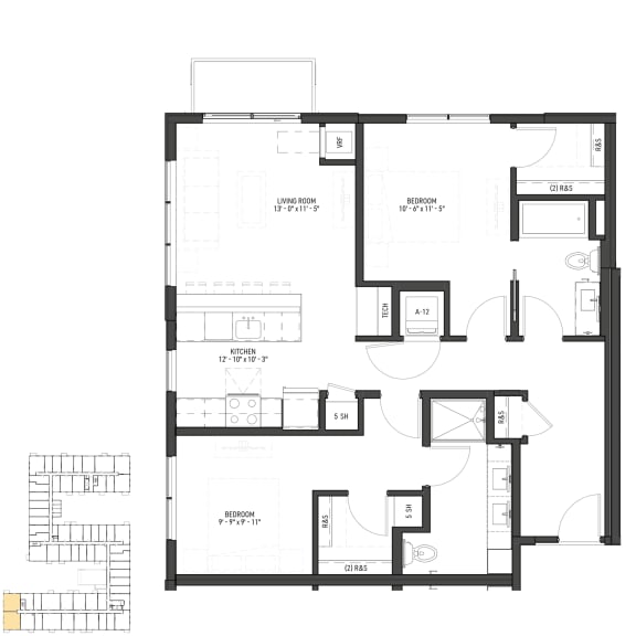 floor plan of the upper level of the home