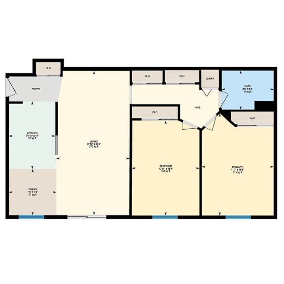 A floor plan of a house with labeled rooms such as "Kitchen", "Dining", and "Bathroom".