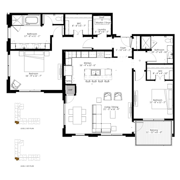 A floor plan of a house with two levels, including details of each room.