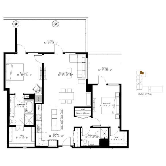 A black and white image of a floor plan for a house.