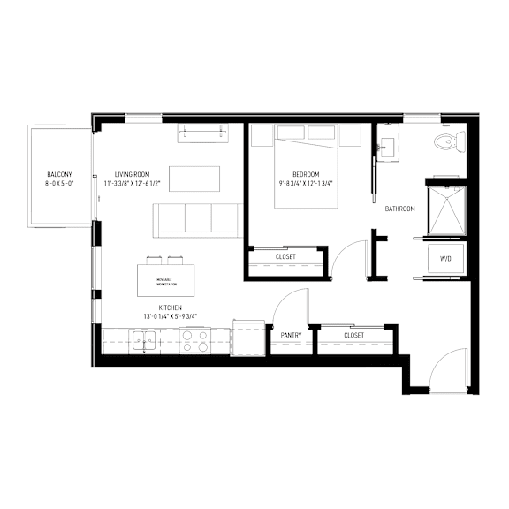 Floor Plan  A black and white image of a house floor plan with labeled rooms.