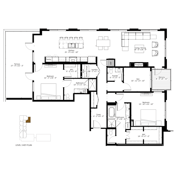 A black and white image of a floor plan for a house.