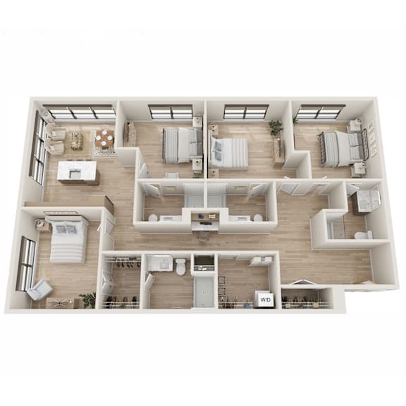A top-down view of a house layout with labeled rooms.