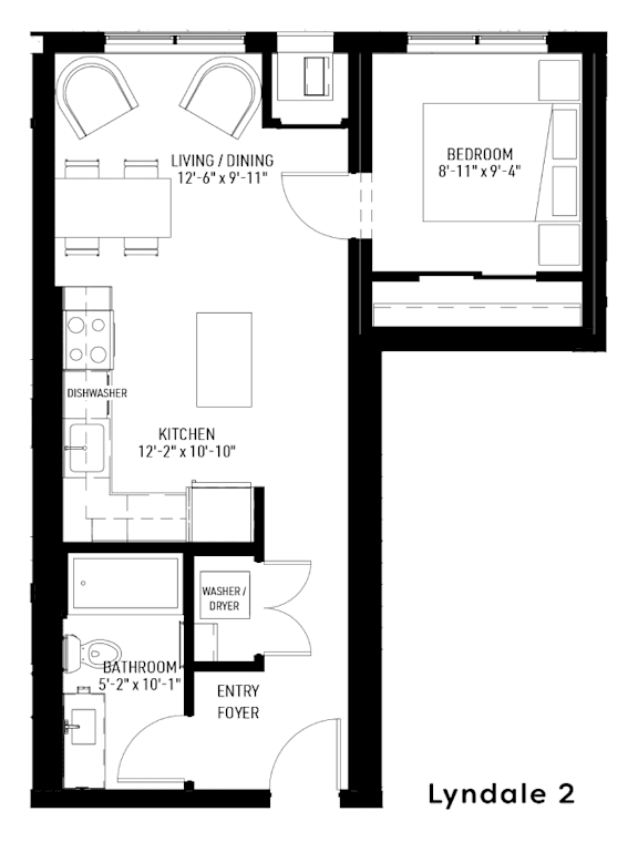 A floor plan of a home layout for a model named Lyndale 2.