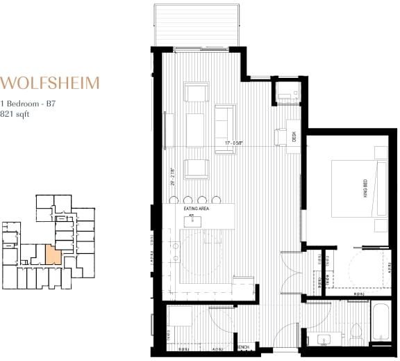 Wolfsheim Floor Plan - 2nd Floor Apartment with Balcony
