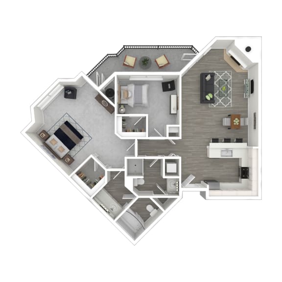 a floor plan of 263 sq ft of a 2 bedroom floor plan