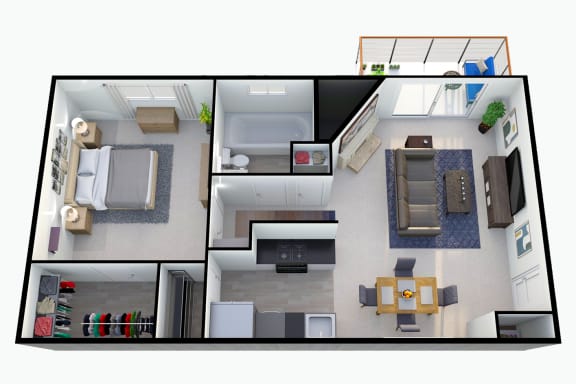 a floor plan of a house with a bedroom and a living room