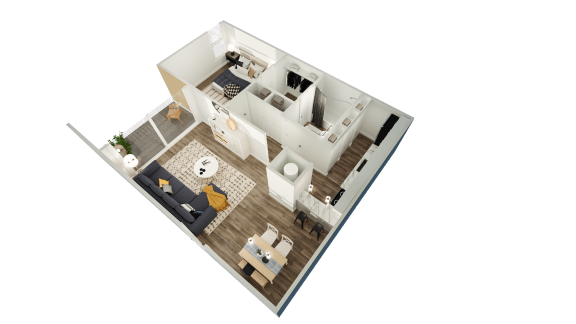 a floor plan of a house with a bedroom and a living room