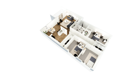 a 3d floor plan of a house