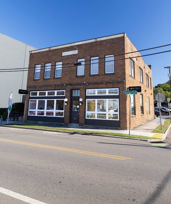 A street view of a building with a sign that reads "Culver's".
