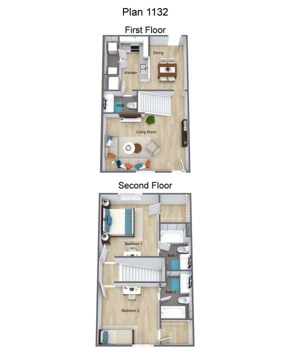 a floor plan of first floor and second floor