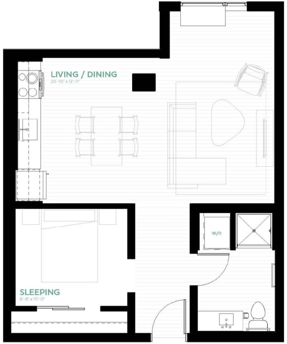 floor plan of 1 bedroom