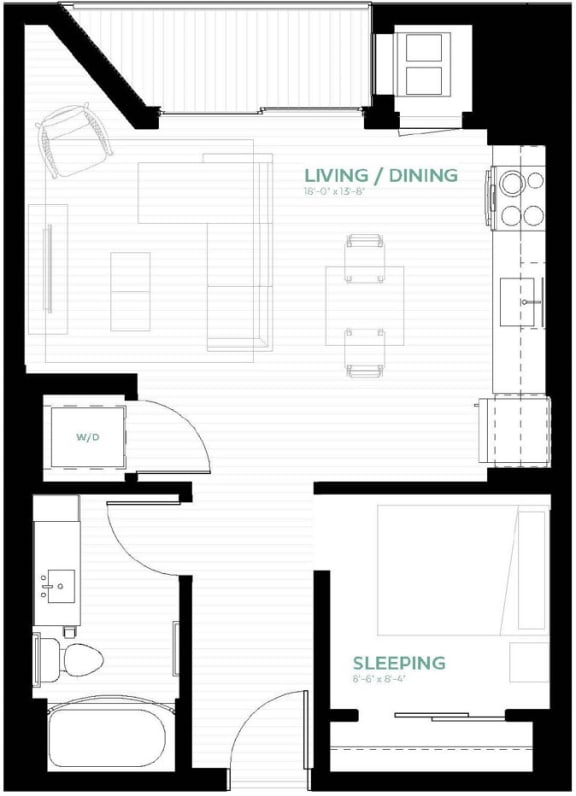floor plan of 1 bedroom