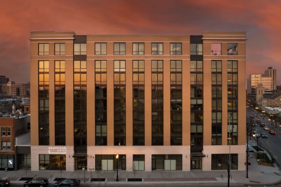 Outside view of Platform 4611 luxury apartments at Platform 4611, Chicago Illinois