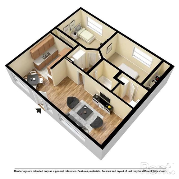 a floor plan of a home with a bedroom and a living room