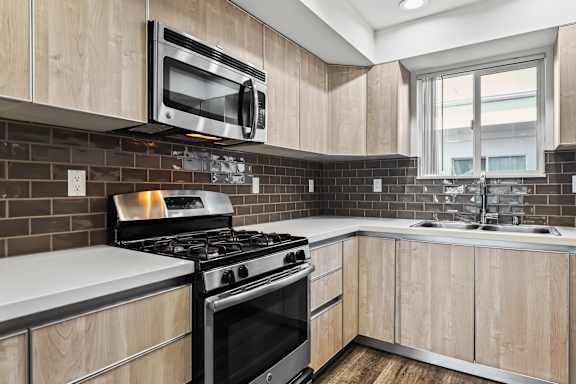 Gas Range, Microwave and Sink