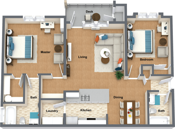 a floor plan of a house with furniture and a swimming pool