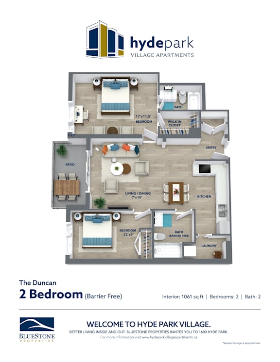 The Duncan floorplan - barrier free two bedroom.