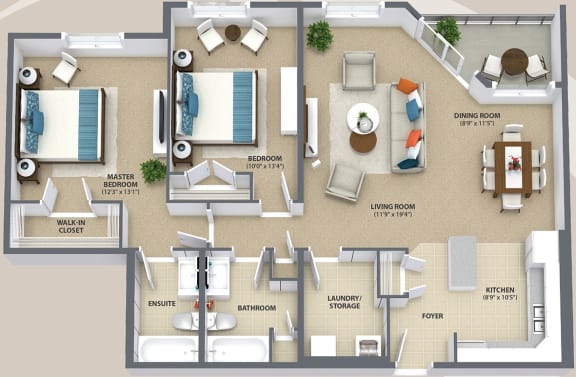 Floor Plan 2 Bedroom - 2E