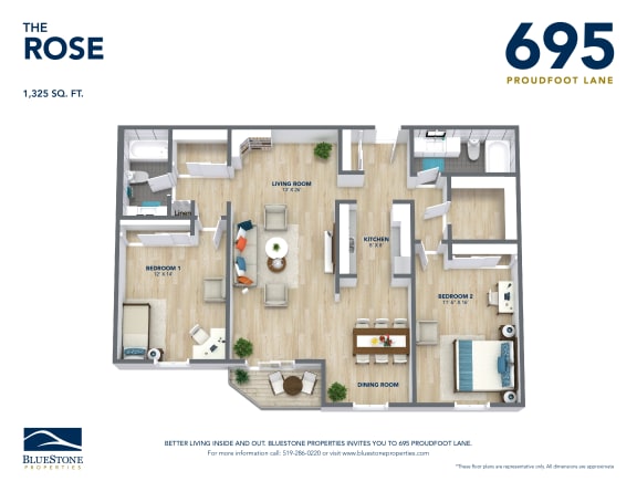 2 bedroom floorplan the rose