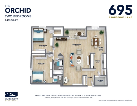 The Orchid Two Bedroom floorplan