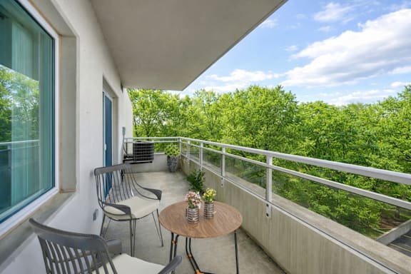 View of green space from balcony.
