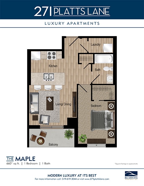 the maple 237 sq. ft. floor plan