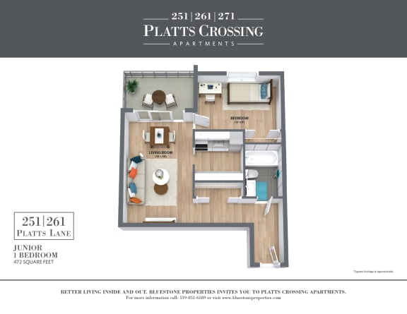 1B_Junior Floor Plan at Platts Crossing, London, ON