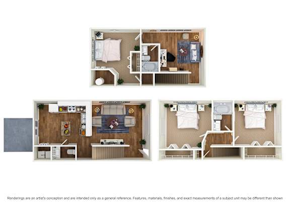 A series of images showing different room layouts.