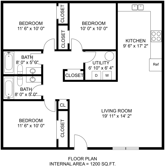 a floor plan of a house with bedrooms and a living room