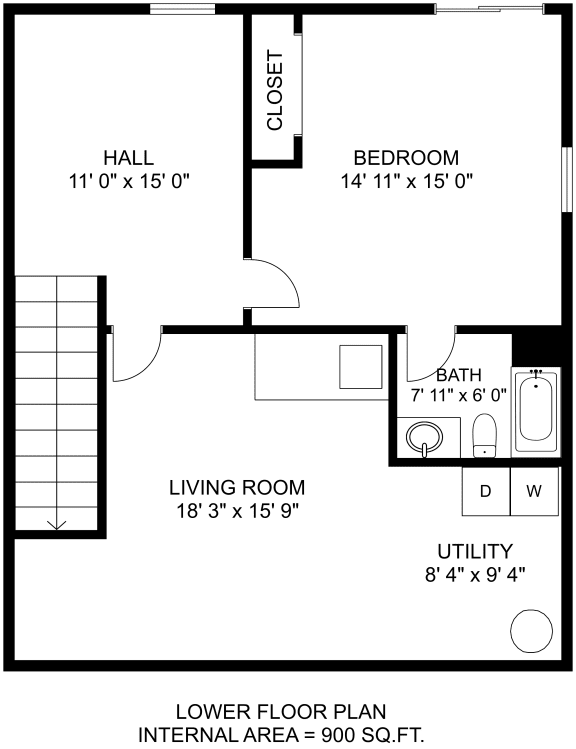 a floor plan of a house with a bedroom and a living room