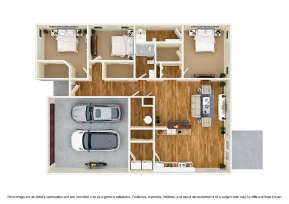 a floor plan of a house with a wood floor