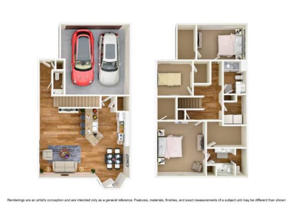 a floor plan of a house with a red car in it