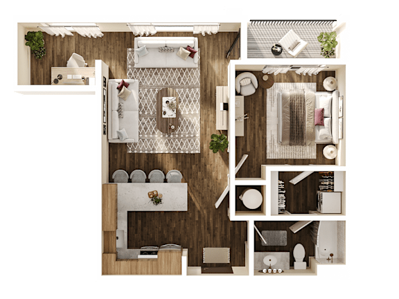 Floor Plan  1Bed 1Bath Floor Plan at The Walter Apartments, Nebraska