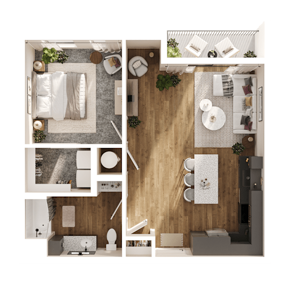 Angle Floor Plan at Parallel Apartments, Omaha, NE, 68106