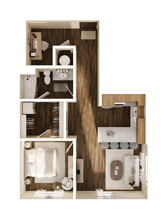 Floor Plan  Edward Floor Plan at The Walter Apartments, Nebraska