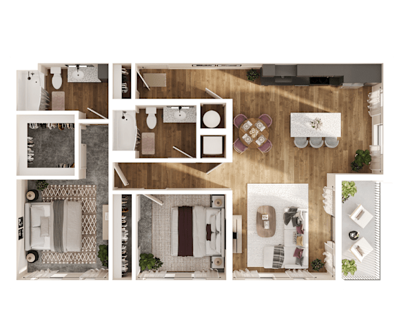 Linear Floor Plan at Parallel Apartments, Omaha, NE