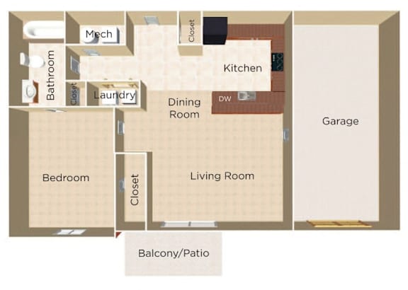 A floor plan of a house with a garage and a balcony.