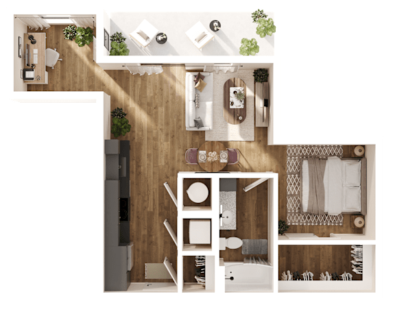 Tangent Floor Plan at Parallel Apartments, Omaha
