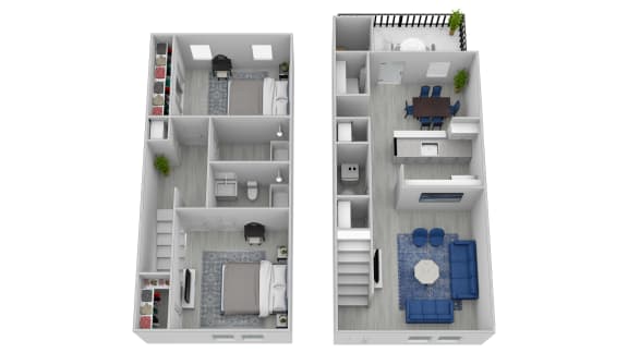 Floor Plan  2 Bed 2 Bath Townhome - Standard
