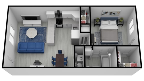a floor plan of our studio apartments at university gardens
