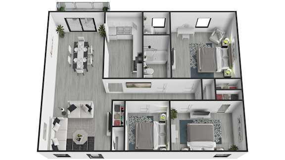 A black and white image of a floor plan of a house.