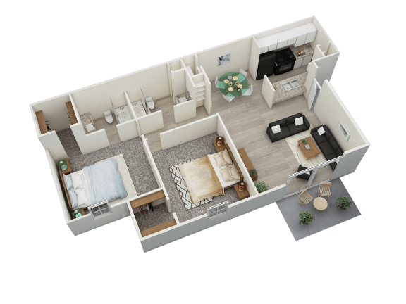 bedroom floor plan an in 3d
