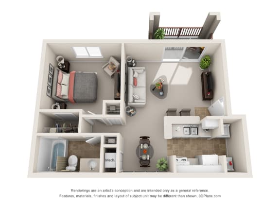 a 1 bedroom floor plan with a bathroom and a living room