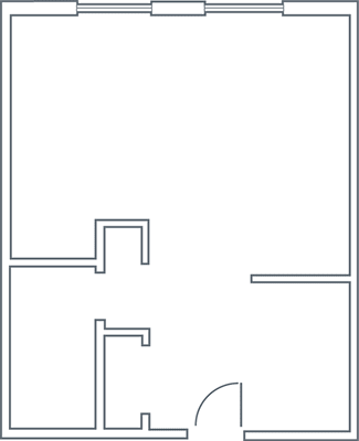 A black and white drawing of a floor plan.