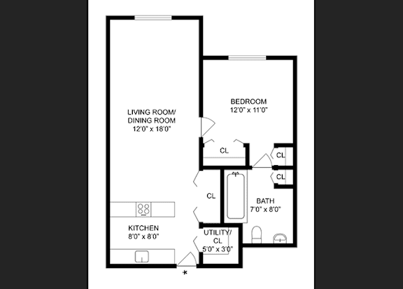 A black and white image of a floor plan for a home.