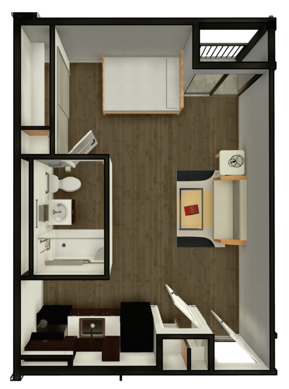 A 3D rendered image of a modern bathroom.