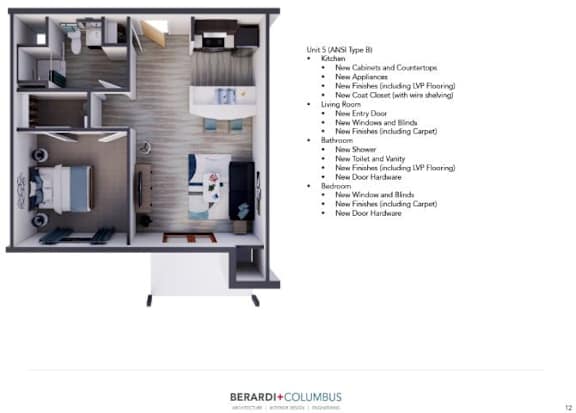 A diagram of a house with a list of items to be replaced.